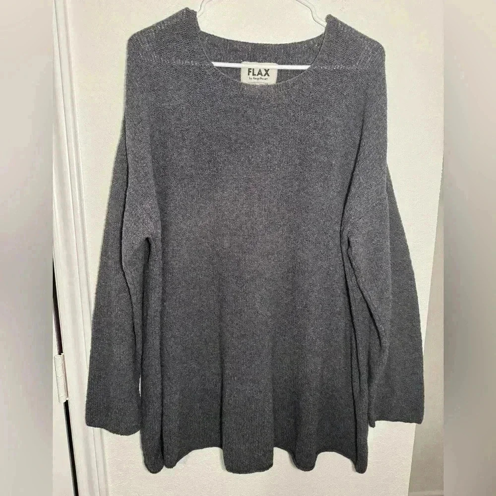 Flax by Angelheart Vintage Gray Wool Cashmere Blend Oversized Knit Sweater Sz SM